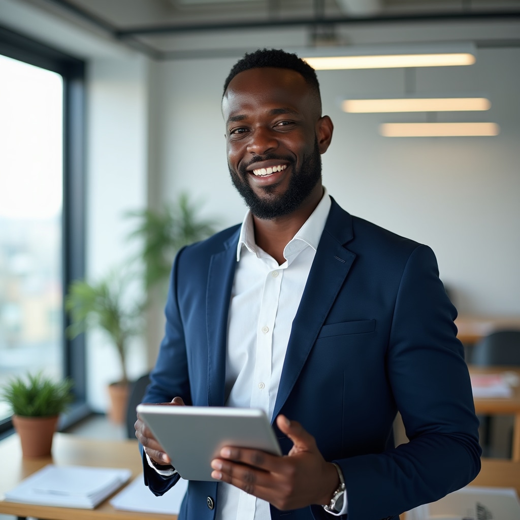 Operations Director reviewing inventory system on tablet